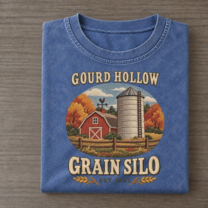 Grain Silo Gourd Hollow Vintage T-shirt – Washed Blue