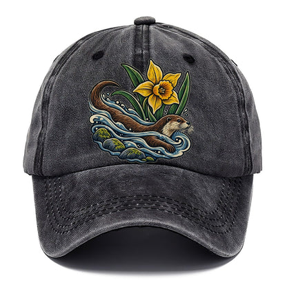 Welsh Otter And Daffodil Stream Uk Culture Heritage Classic Cap – Graphite