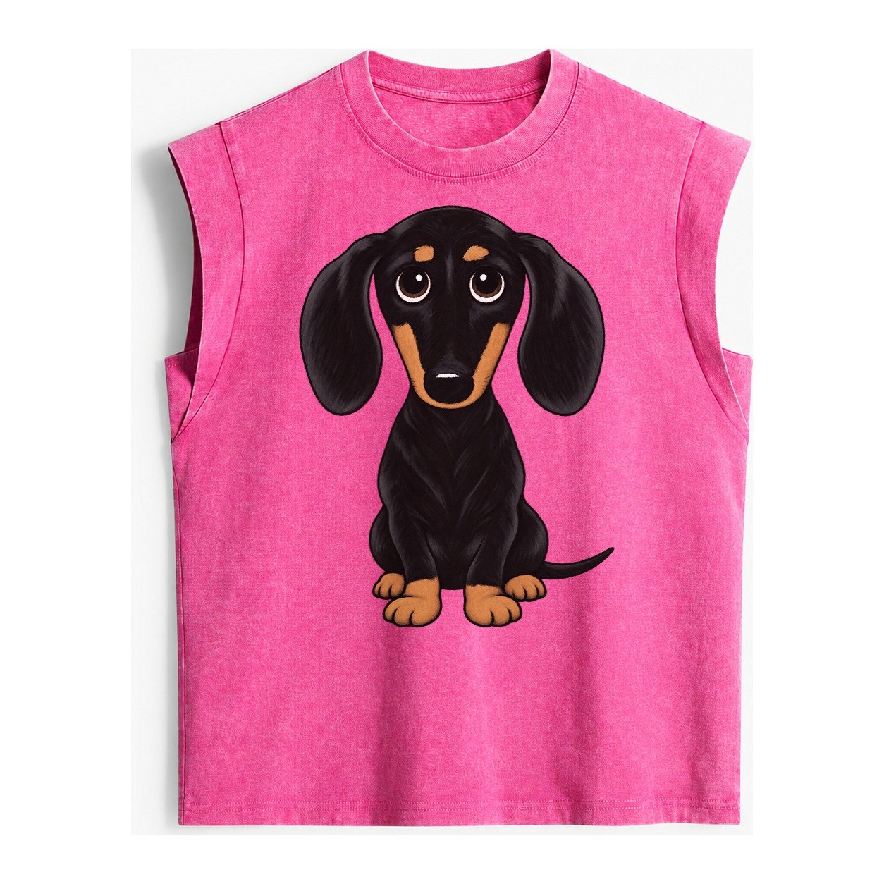 Retro Dachshund Vintage Washed Tank – Pink