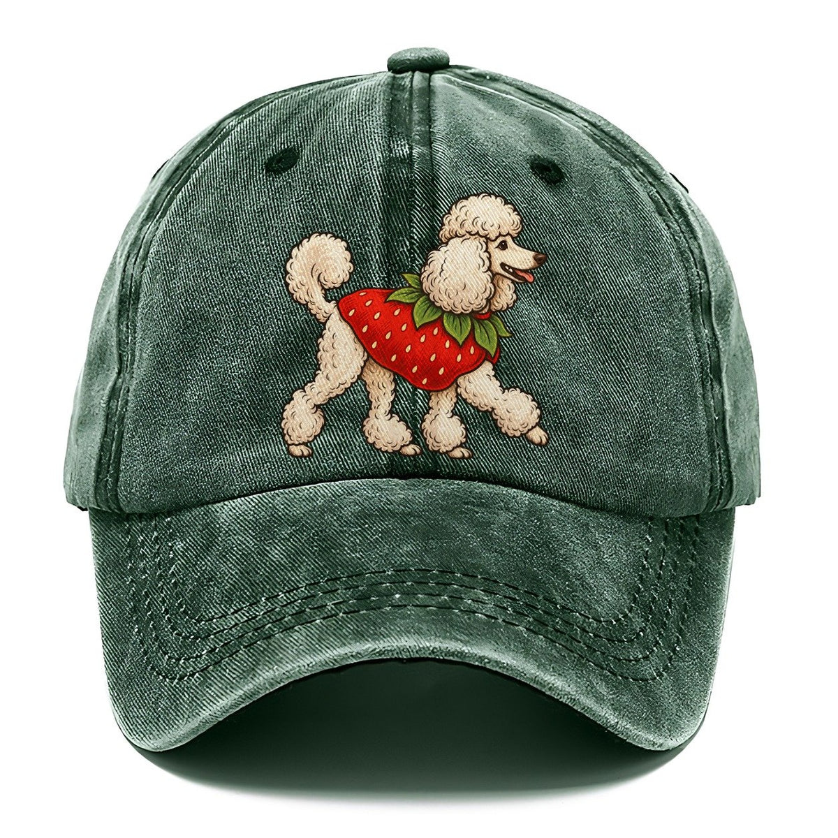 One Standard Poodle In Halloween Costume Strawberry Costume With A Green Leafy Collar Halloween Dog Parade Classic Cap – Forest Mist