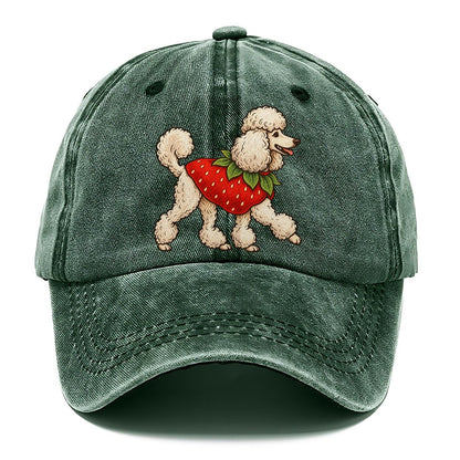 One Standard Poodle In Halloween Costume Strawberry Costume With A Green Leafy Collar Halloween Dog Parade Classic Cap – Forest Mist