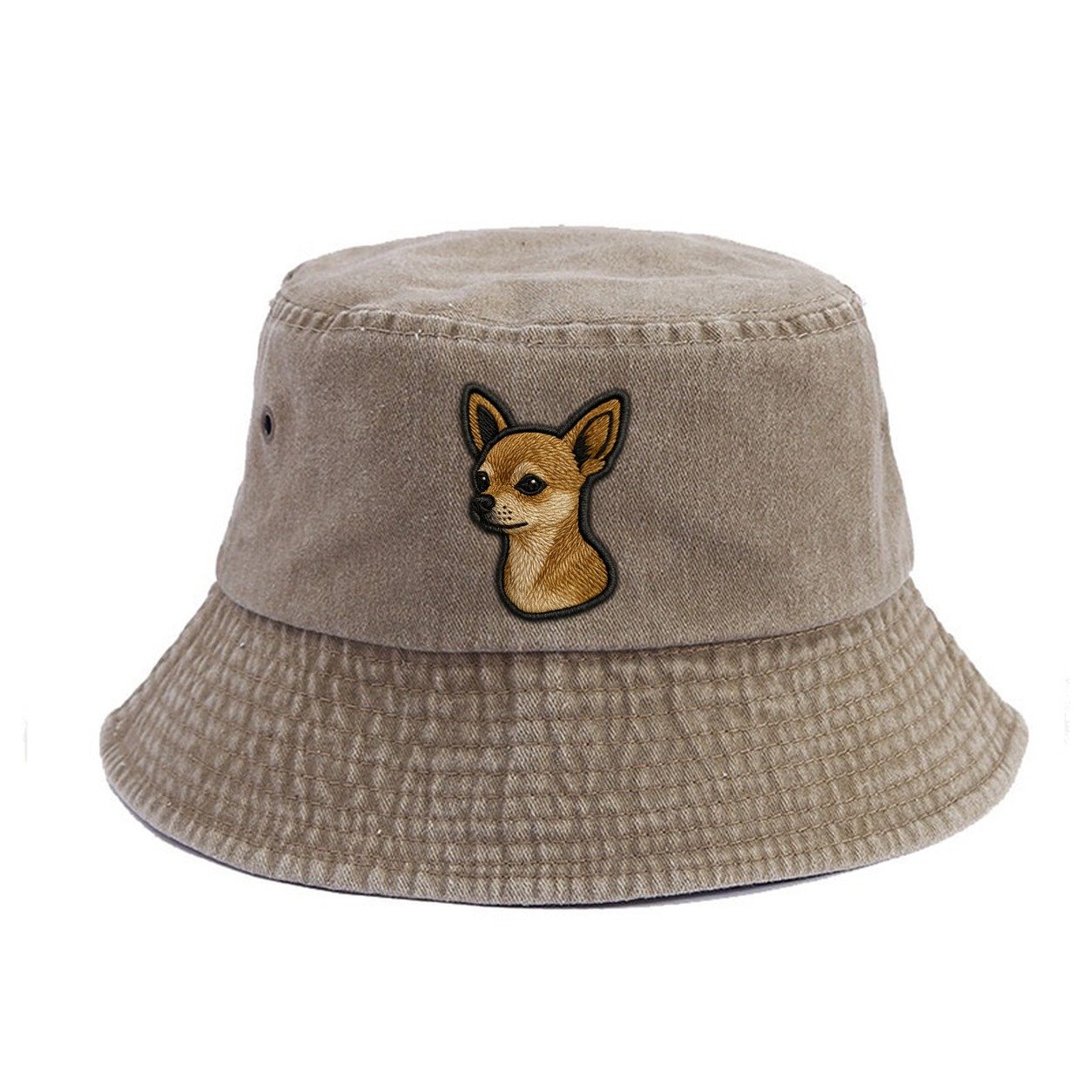 Chihuahua Modern Tiny Dog Logo With Bo Vintage Bucket Hat – Warm Sand