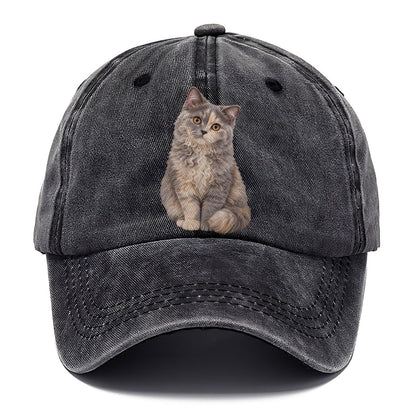 Selkirk Rex Seated Portrait Realistic Cat Portrait Classic Cap – Graphite