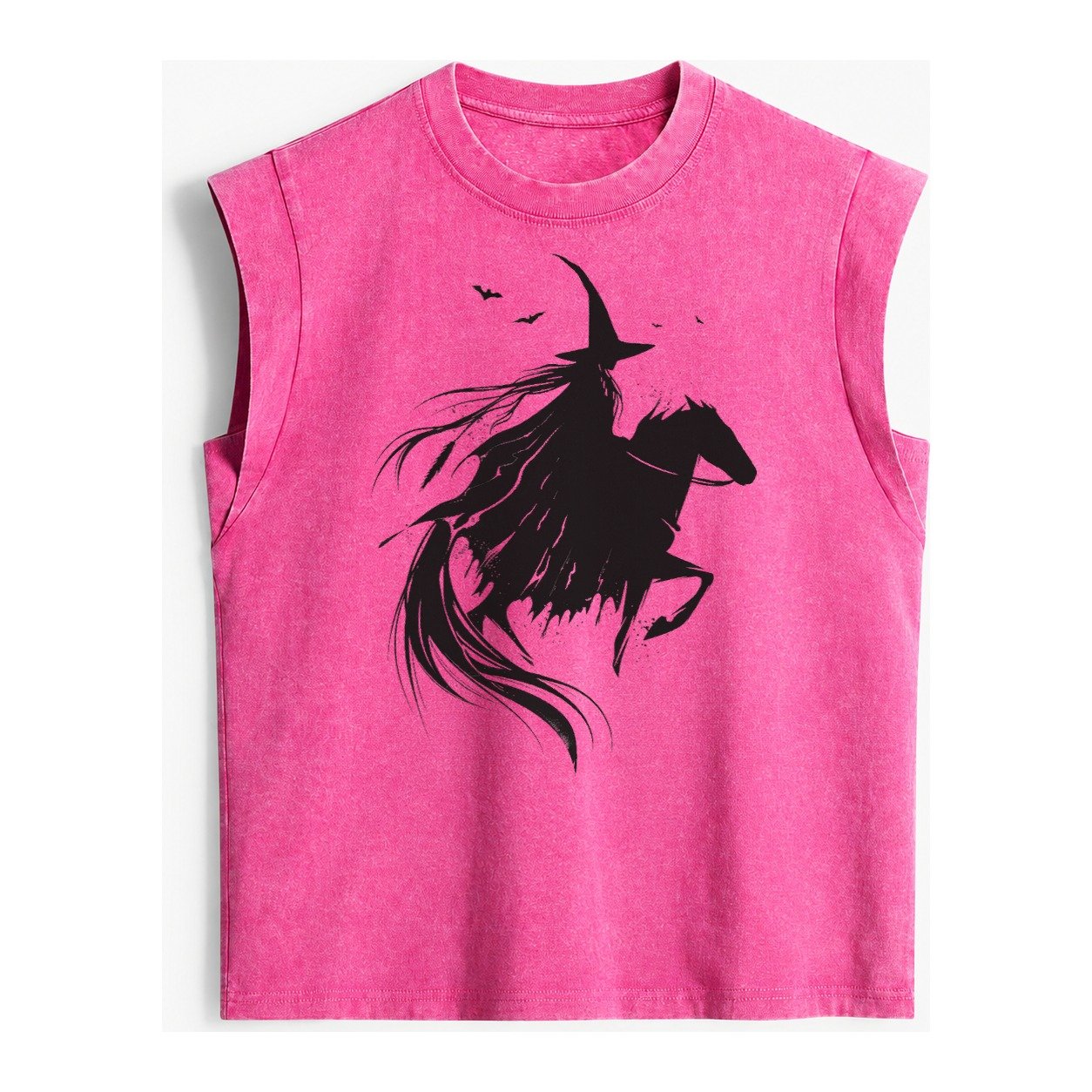 Witch On Horse Vintage Washed Tank – Pink