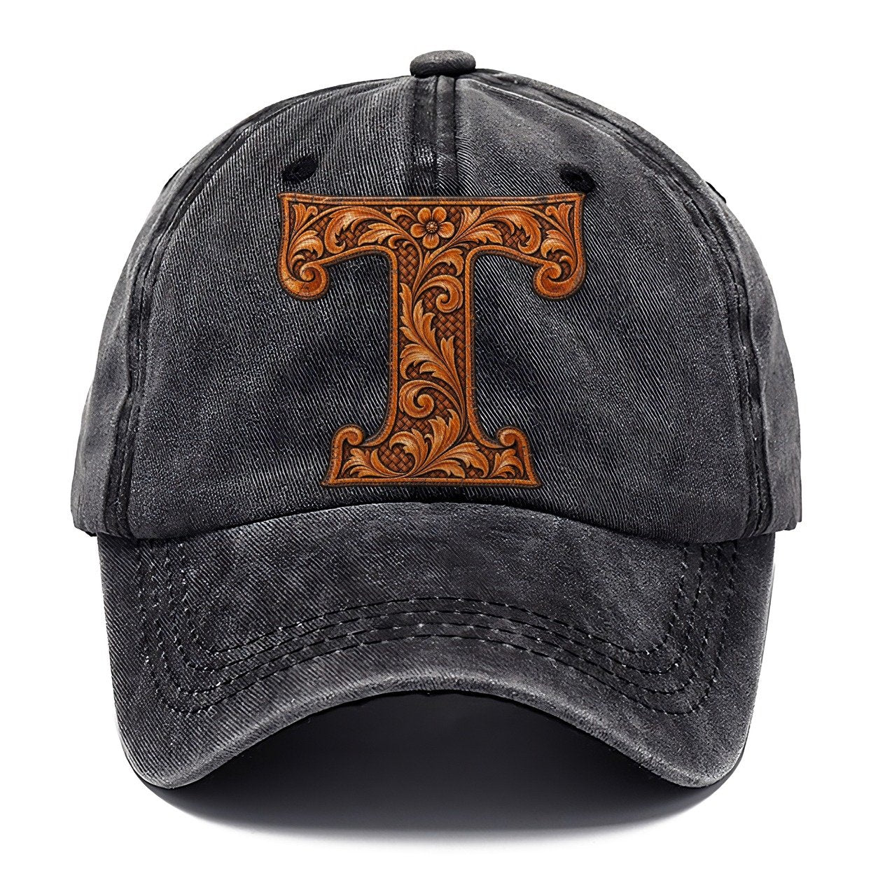 Tooled Leather T Monogram Classic Cap – Graphite