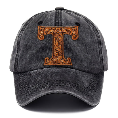 Tooled Leather T Monogram Classic Cap – Graphite