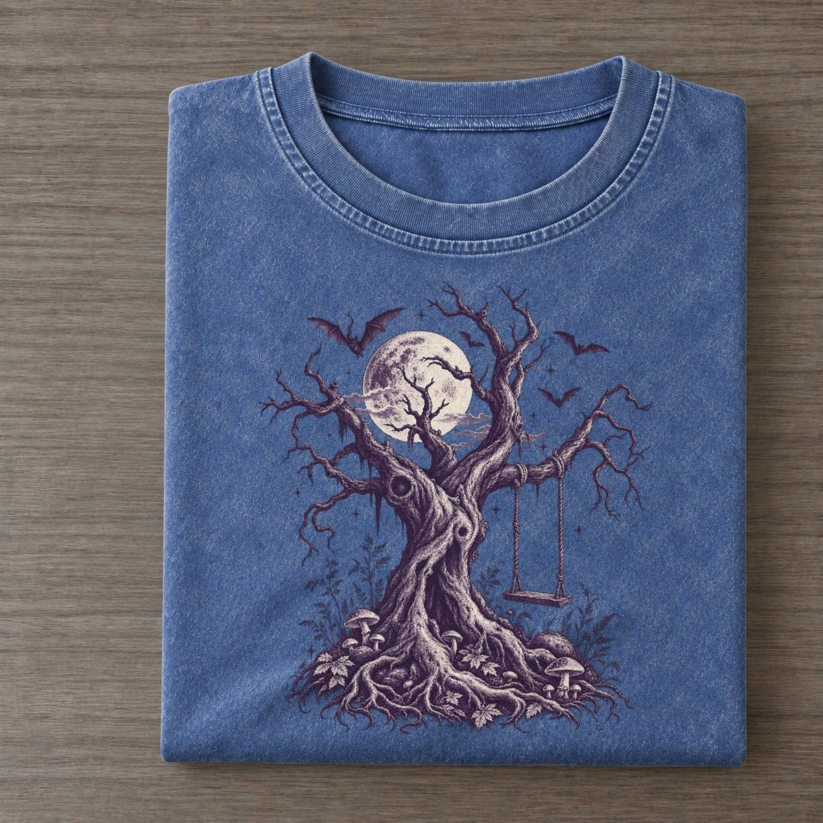 Dead Tree Rope Swing Midnight Haunt Vintage T-shirt – Washed Blue
