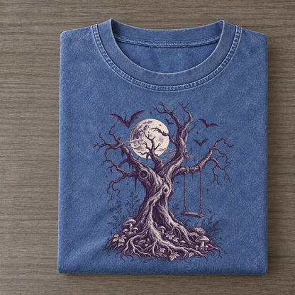 Dead Tree Rope Swing Midnight Haunt Vintage T-shirt – Washed Blue