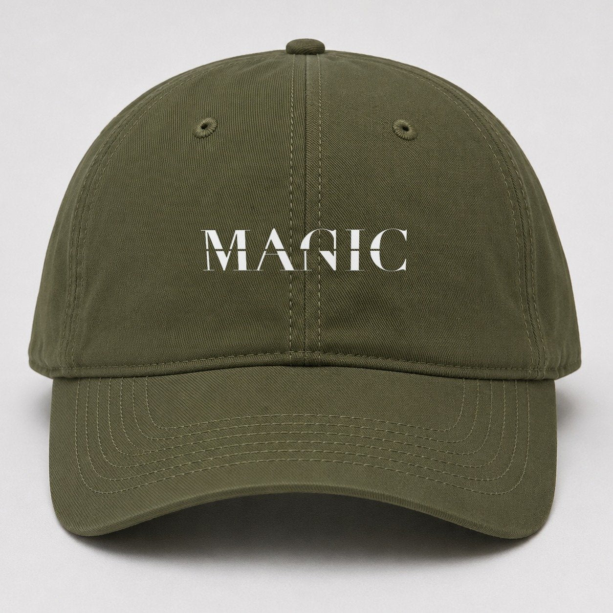 Magic Manic Split Feelings Baseball Cap – Army Green