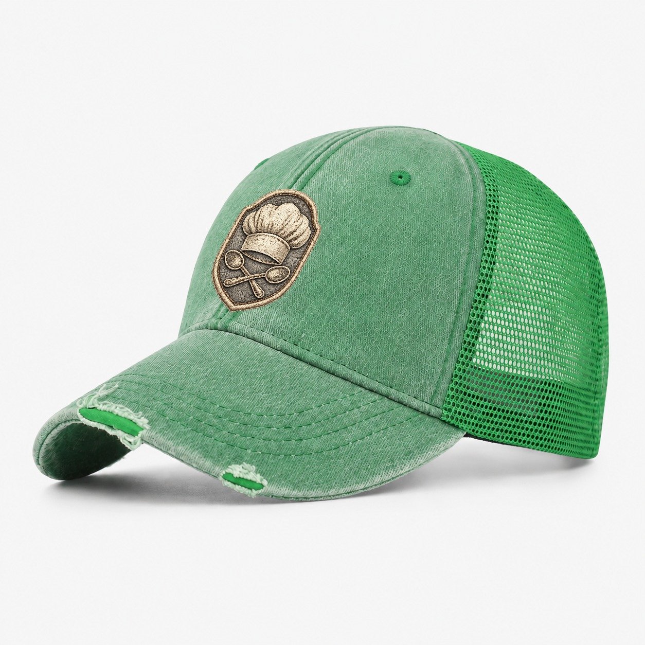 Cooking Chef Hat Toque Blanche With Crossed Spoons In Washed Trucker Hat – Ink Green