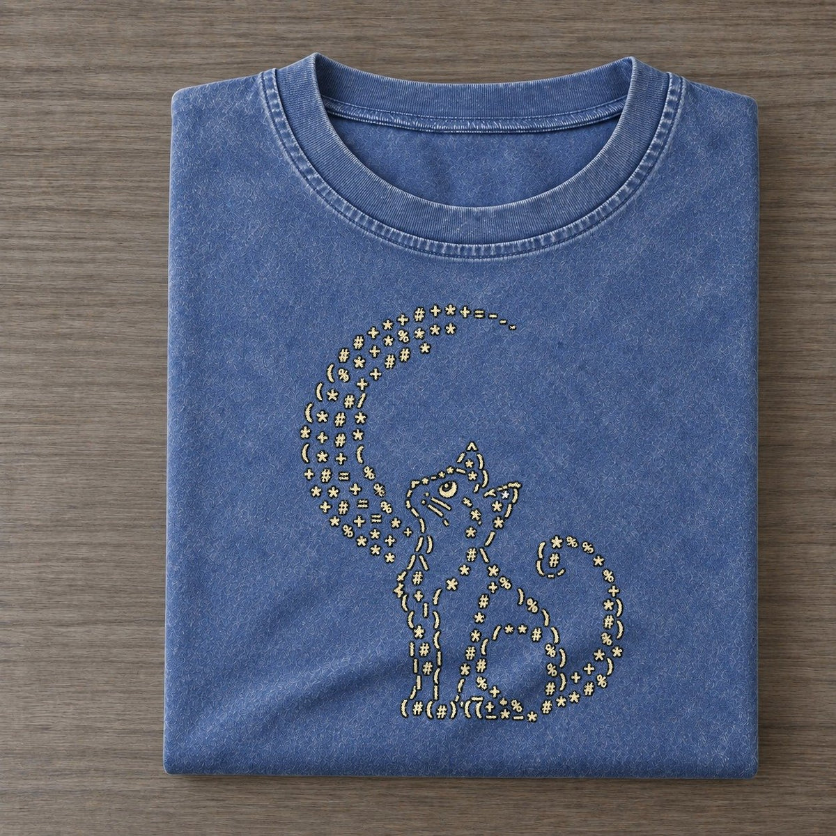 Midnight Cat Crescent Vintage T-shirt – Washed Blue