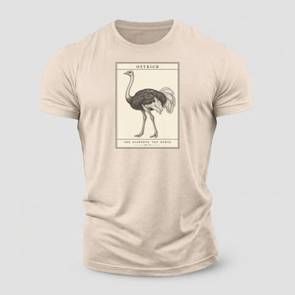 Ostrich Specimen Plate Creature Canticle Cotton T-Shirt – Sand