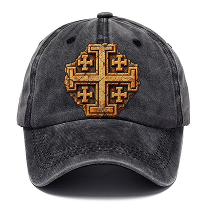 Carved Jerusalem Limestone Relief Jerusalem Cross Classic Cap – Graphite