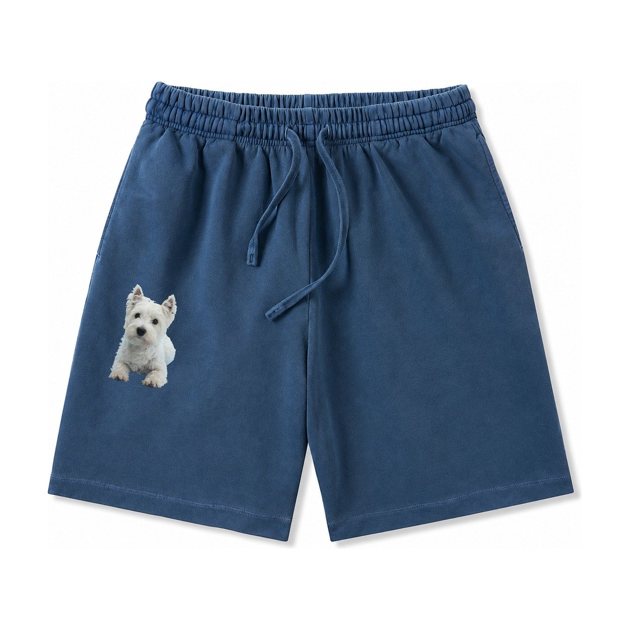 West Highland White Terrier Washed Shorts – Denim Blue