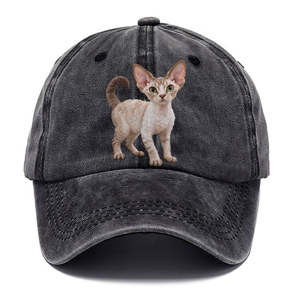 Devon Rex Standing Three Quarter Realistic Cat Portrait Classic Cap – Graphite