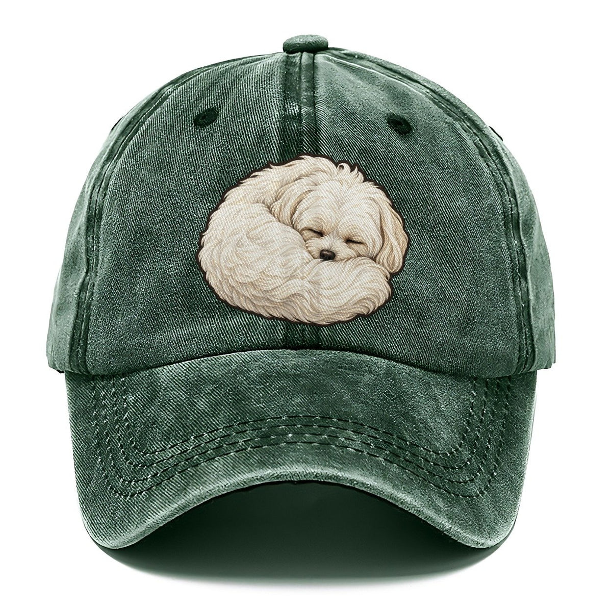 Maltese Curled Asleep Fan Favorites Classic Cap – Forest Mist