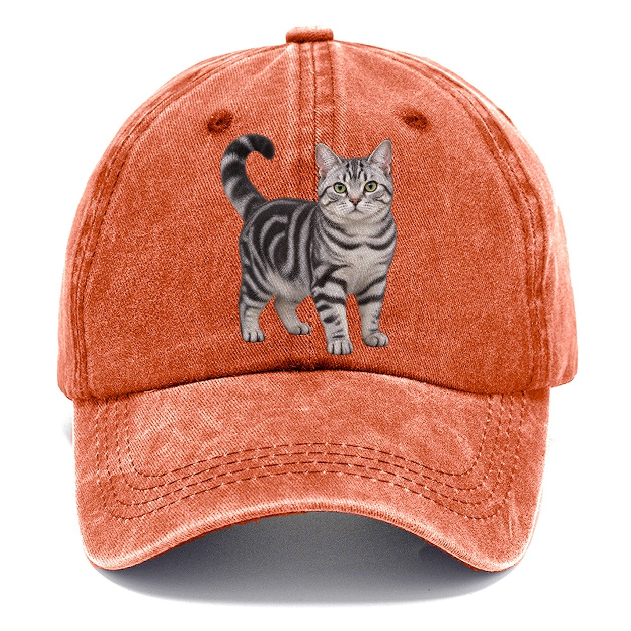American Shorthair Standing Three Quarter Realistic Cat Portrait Classic Cap – Terracotta Clay