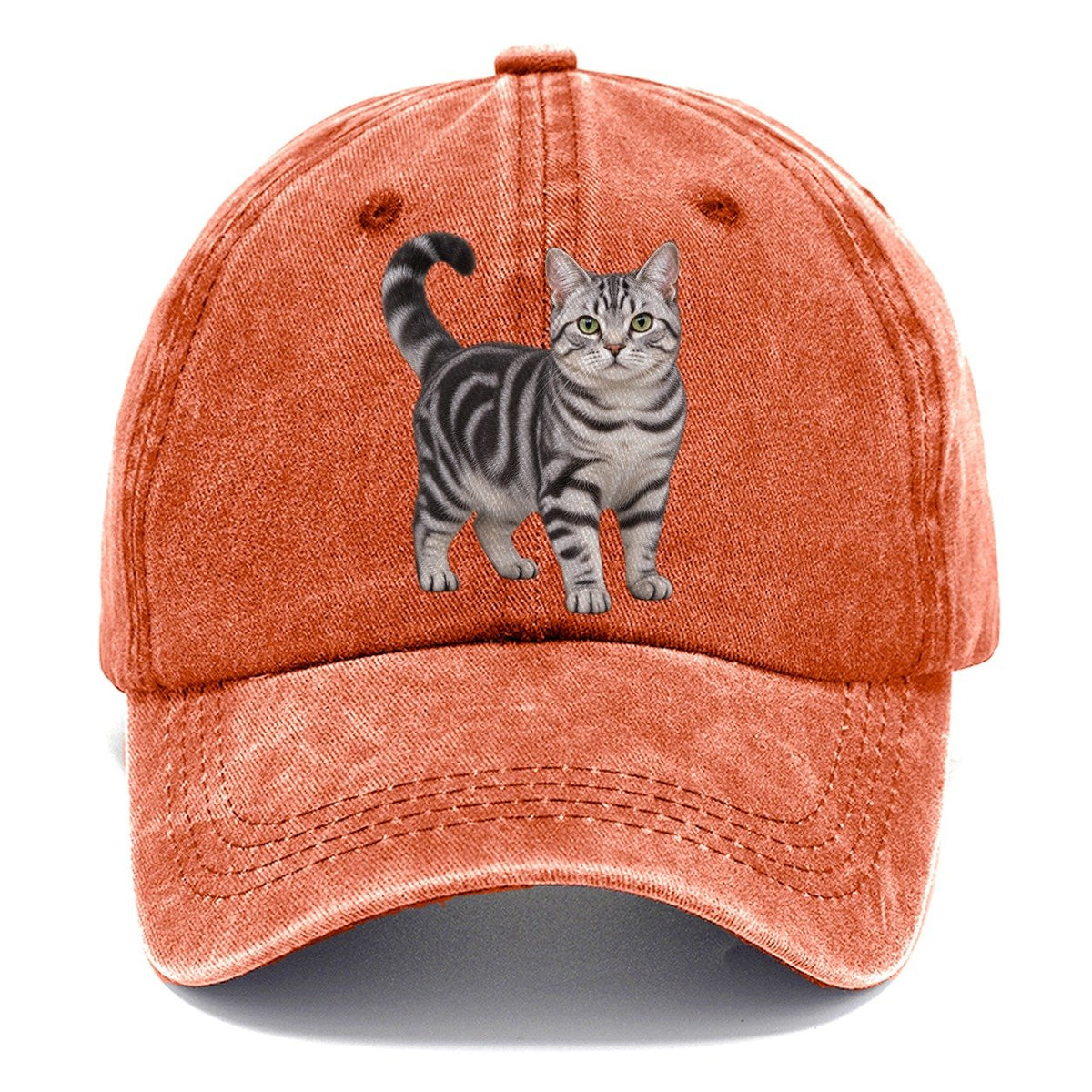 American Shorthair Standing Three Quarter Realistic Cat Portrait Classic Cap – Terracotta Clay
