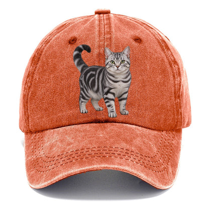 American Shorthair Standing Three Quarter Realistic Cat Portrait Classic Cap – Terracotta Clay