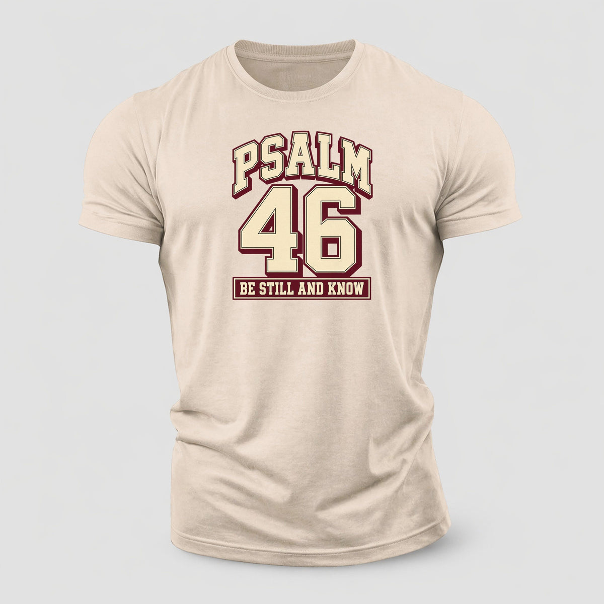 Psalm 46 Varsity Chapel Varsity Cotton T-Shirt – Sand