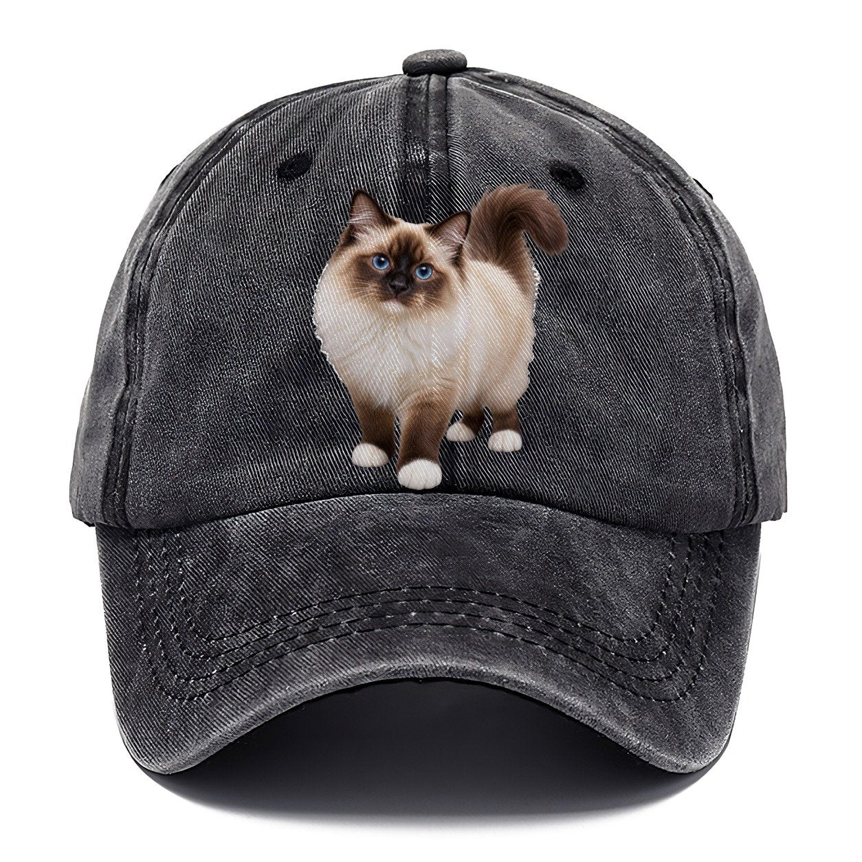 Birman Standing Three Quarter Realistic Cat Portrait Classic Cap – Graphite
