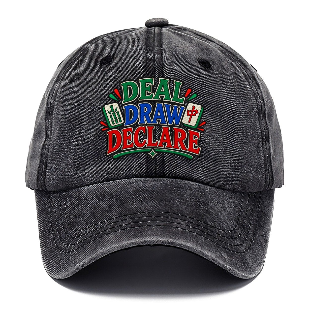 Deal Draw Declare Mahjong Game Night Classic Cap – Graphite