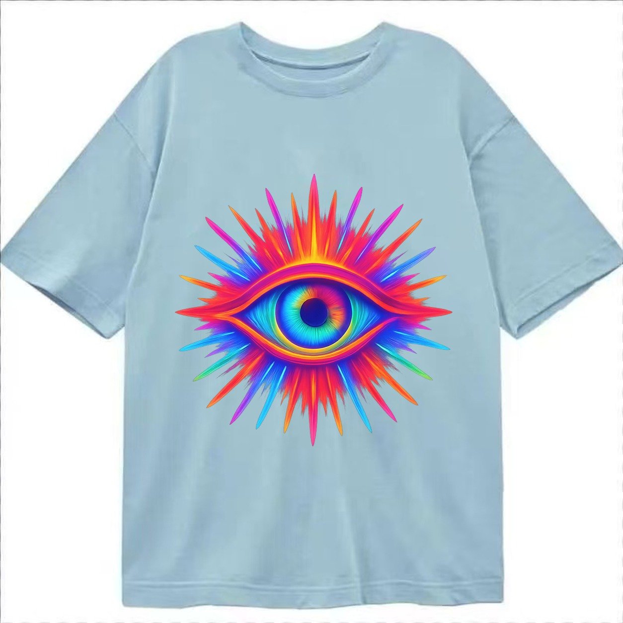 Rainbow Third Eye Prismatic Eye Radiating Spectrum Colors Re Classic T-shirt – Light Blue