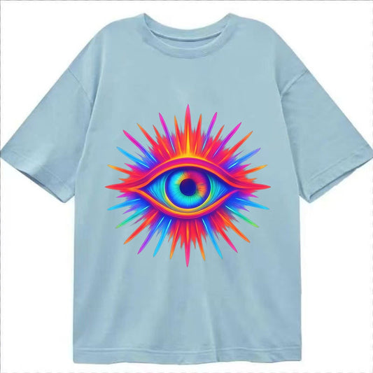 Rainbow Third Eye Prismatic Eye Radiating Spectrum Colors Re Classic T-shirt – Light Blue