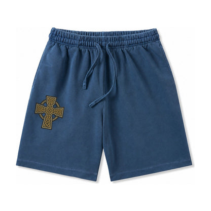 Celtic Cross Washed Shorts – Denim Blue