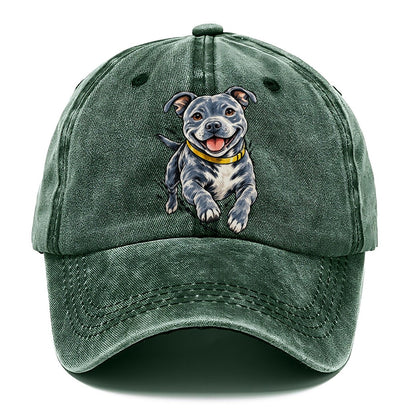 Staffordshire Bull Terrier Expressive Ink Classic Cap – Forest Mist