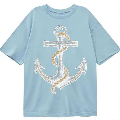 Anchor And Rope Nautical Illustration Classic T-shirt – Light Blue