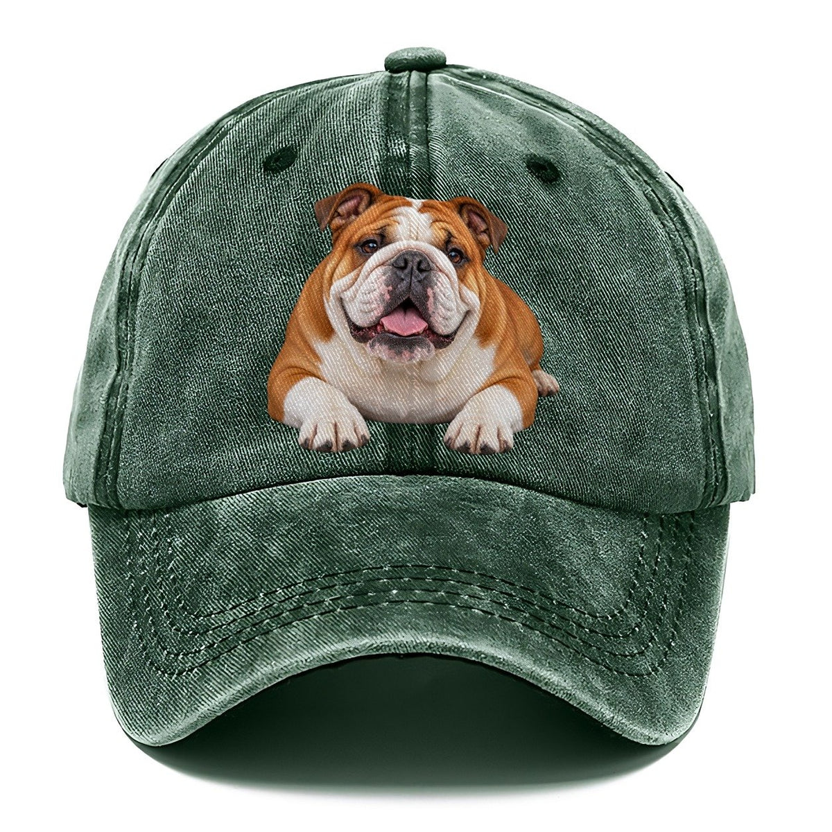 English Bulldog Lying Down Top Breeds Classic Cap – Forest Mist