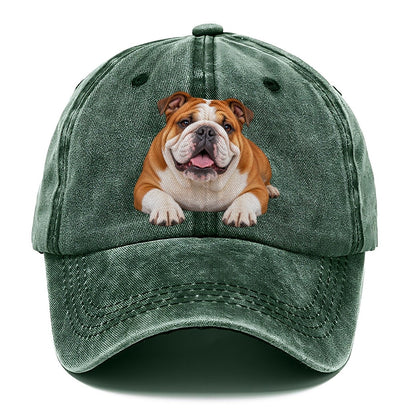 English Bulldog Lying Down Top Breeds Classic Cap – Forest Mist