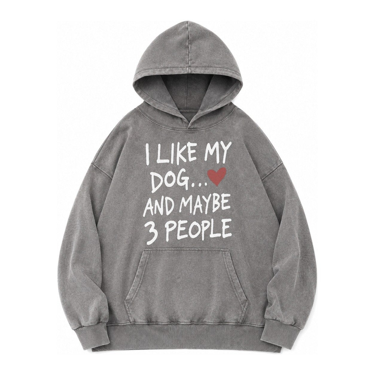 I Like My Dog And Maybe 3 People Vintage Washed Hoodie – Grey