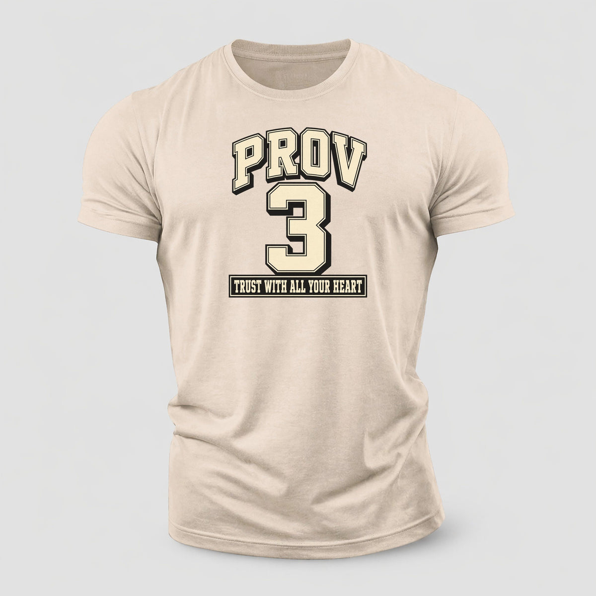 Proverbs 3 Varsity Chapel Varsity Cotton T-Shirt – Sand