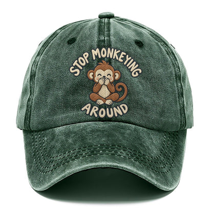 Monkey Animal Puns Classic Cap – Forest Mist