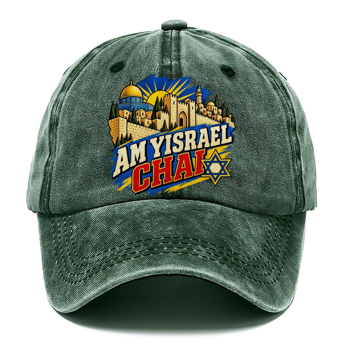 Pop Art Am Yisrael Chai Jerusalem Classic Cap – Forest Mist