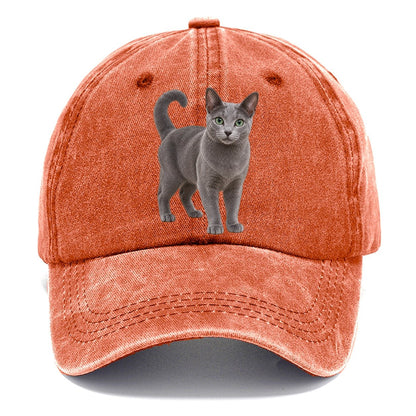 Russian Blue Standing Three Quarter Realistic Cat Portrait Classic Cap – Terracotta Clay