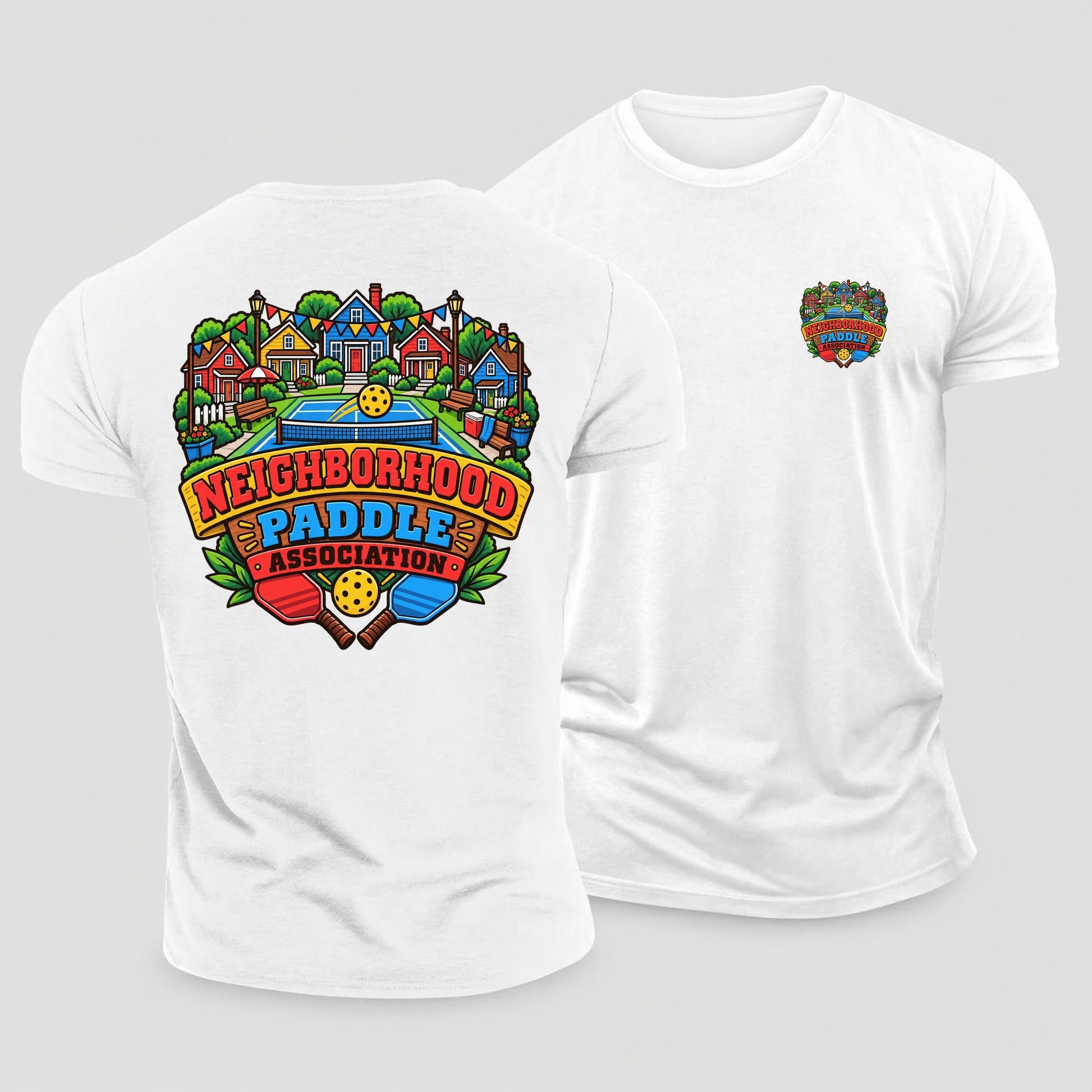 Neighborhood Paddle Association Pickleball Life Cotton T-Shirt – White