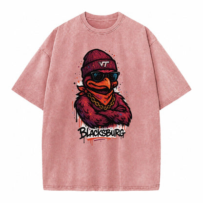 Blacksburg Hokiebird Wearing Virginia Tech Beanie With Vt Pa Vintage T-shirt – Dusty Rose