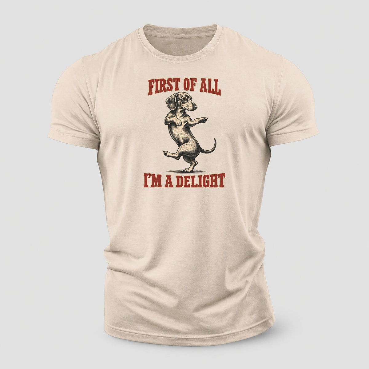 Dachshund Dog Declarations Cotton T-Shirt – Sand
