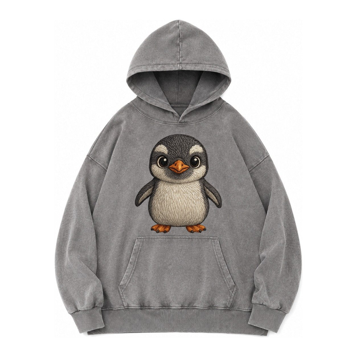 Baby Gentoo Penguin Vintage Washed Hoodie – Grey