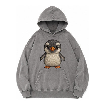 Baby Gentoo Penguin Vintage Washed Hoodie – Grey