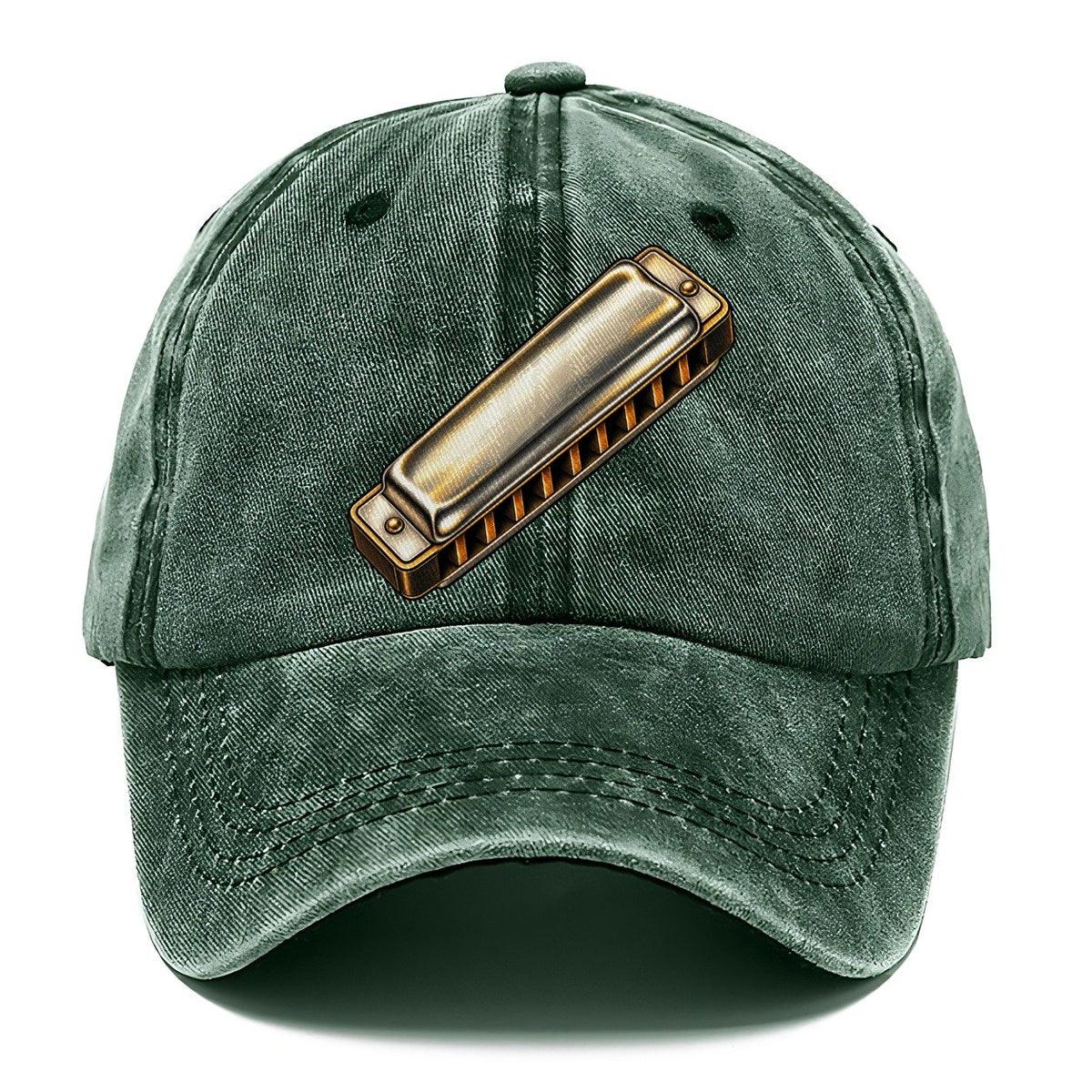 Chrome Harmonica Upright Angle Pastimes Companions Classic Cap – Forest Mist