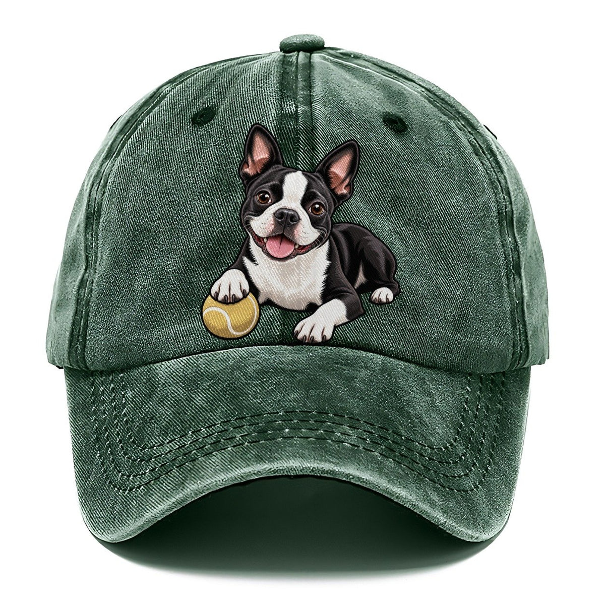 Kindred Boston Terrier Lying Down Top Breeds Classic Cap – Forest Mist