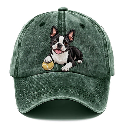 Kindred Boston Terrier Lying Down Top Breeds Classic Cap – Forest Mist