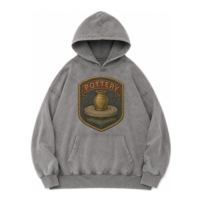 Pottery Wheel Vintage Washed Hoodie – Grey