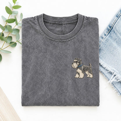 Schnauzer Beard Turn Keepsake Emblem Left Chest Vintage T-shirt – Grey