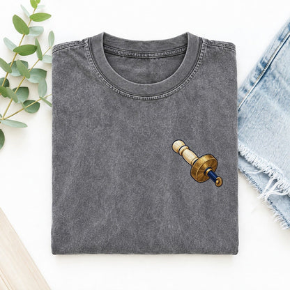 Wheel Marking Gauge Left Chest Vintage T-shirt – Grey