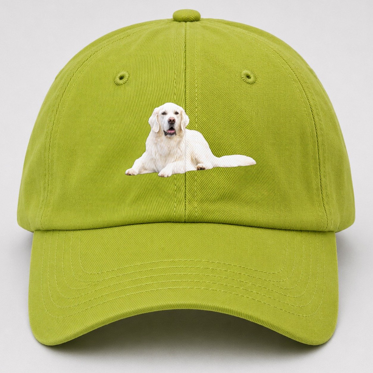 White English Cream Golden Retrievers Baseball Cap – Fluorescent Green